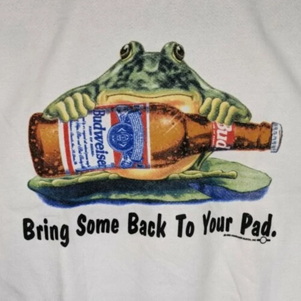 Vintage Budweiser Frogs XL Sweatshirt Bring Some Back To Your Pad 1995 NOS USA